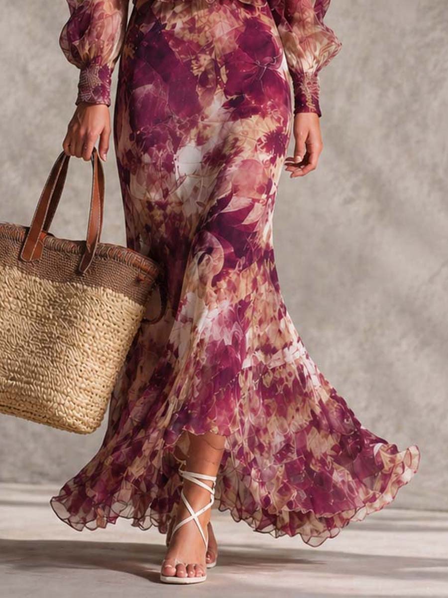 Camille | Floral Off-Shoulder Chiffon Maxi Dress