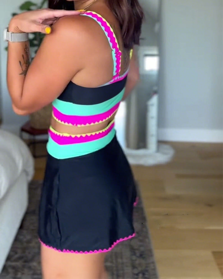 Myra | Elegant Three-Piece Colour Block Swimsuit