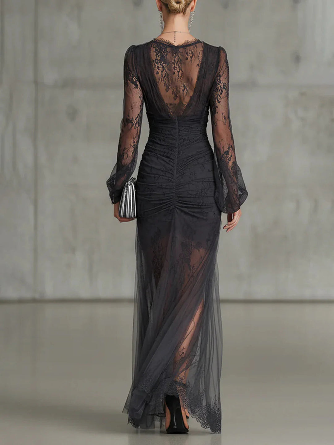 Tessa | Lace Ruched Sheer Dress