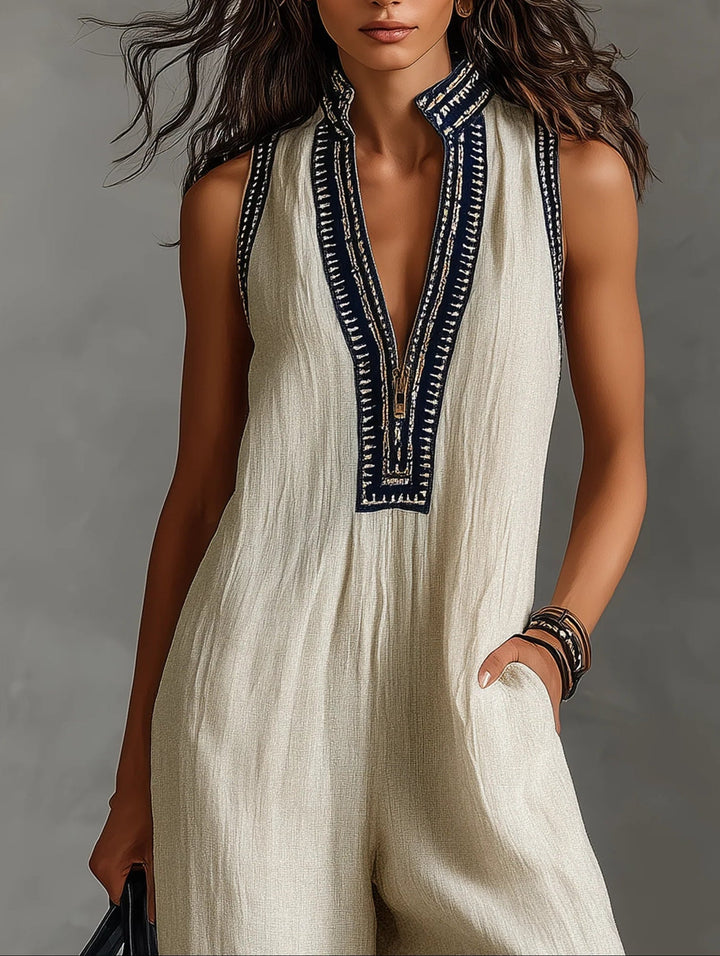Fiona | Minimalist Sleeveless Zip Jumpsuit