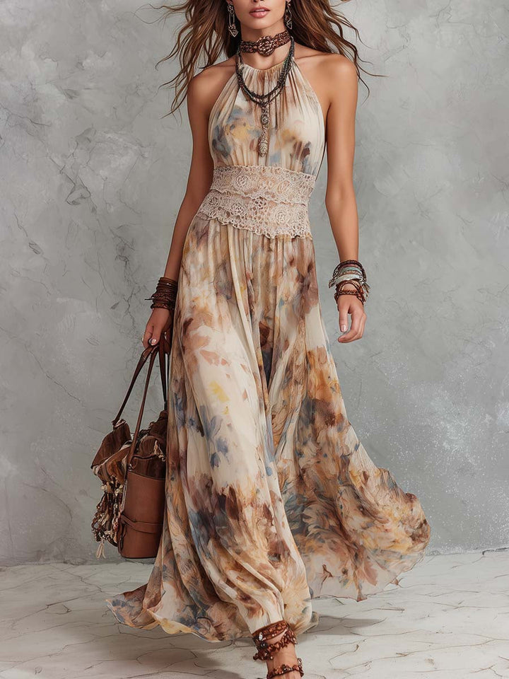 Bianca | Stylish Lace Trim Maxi Dress