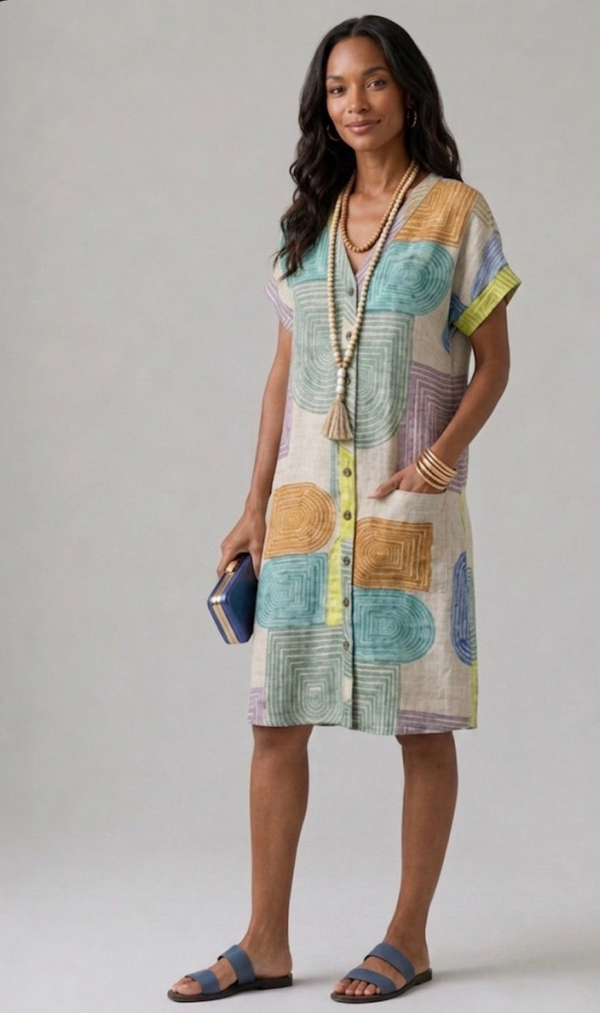 Fenella | V-Neck Short Sleeve Knee Length Dress