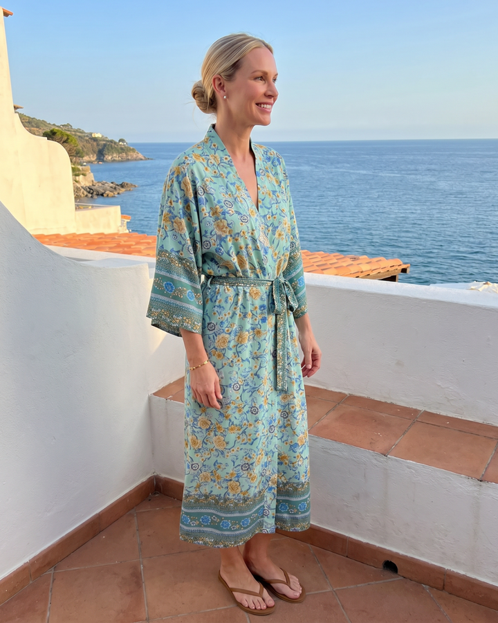 Miralyn | Floral Satin Wrap Lounge Robe