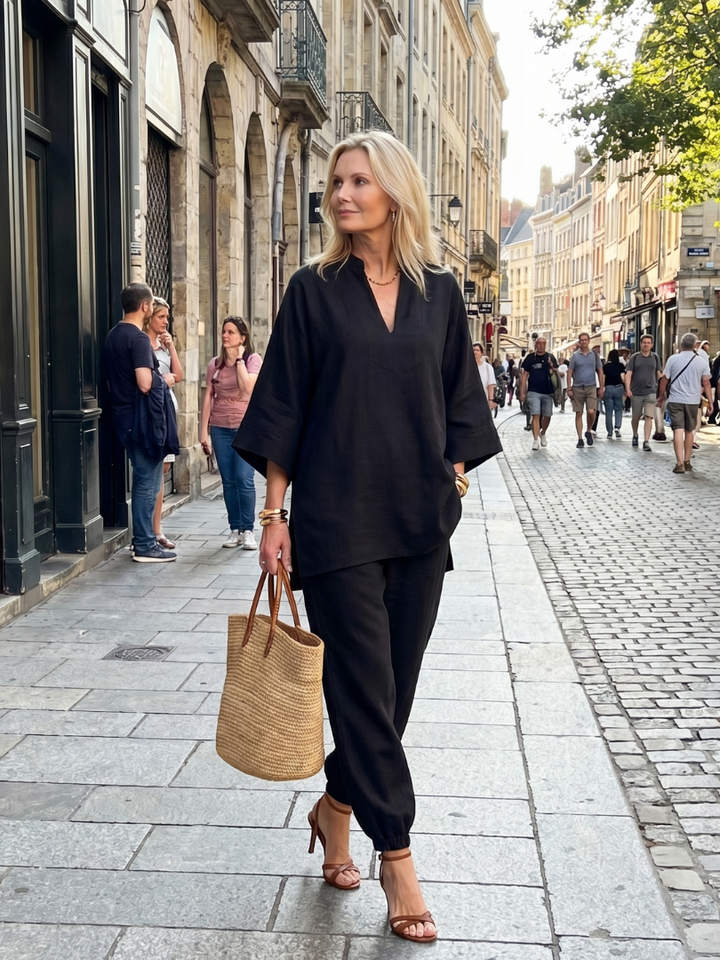 Georgiana | V-Neck Tunic Gathered Trouser Set