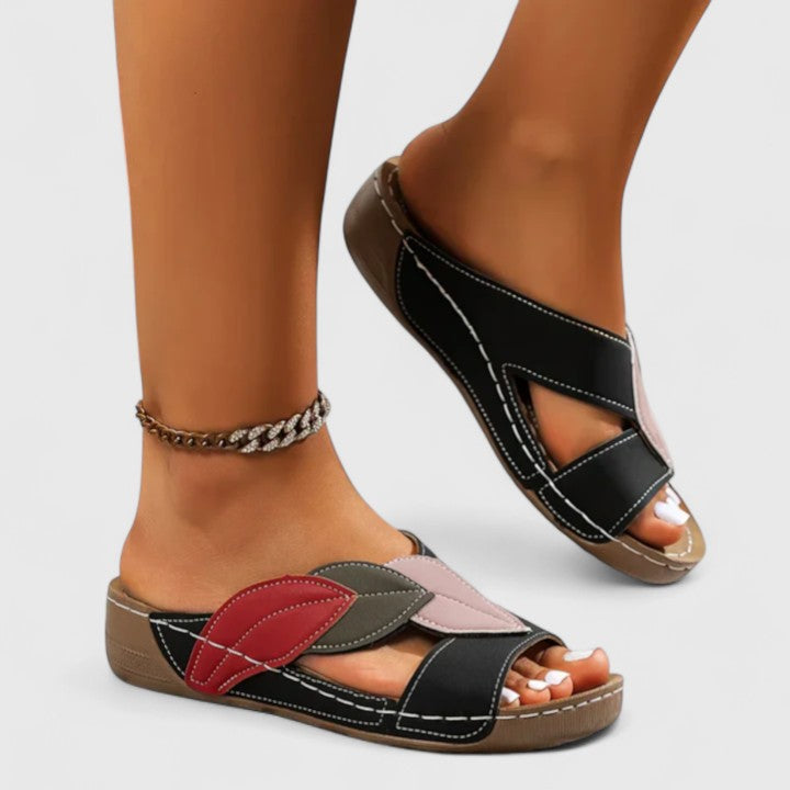 Taylor | Leaf Accent Comfort Slide Sandals