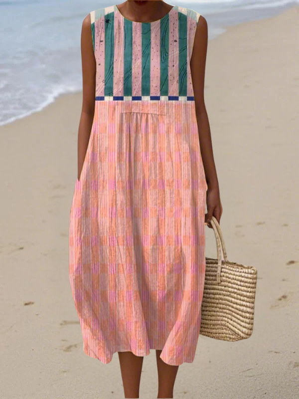 Lily Striped Pastel Midi Dress