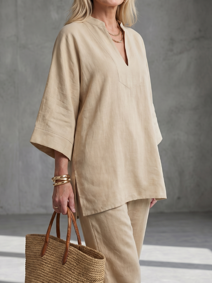 Georgiana | V-Neck Tunic Gathered Trouser Set