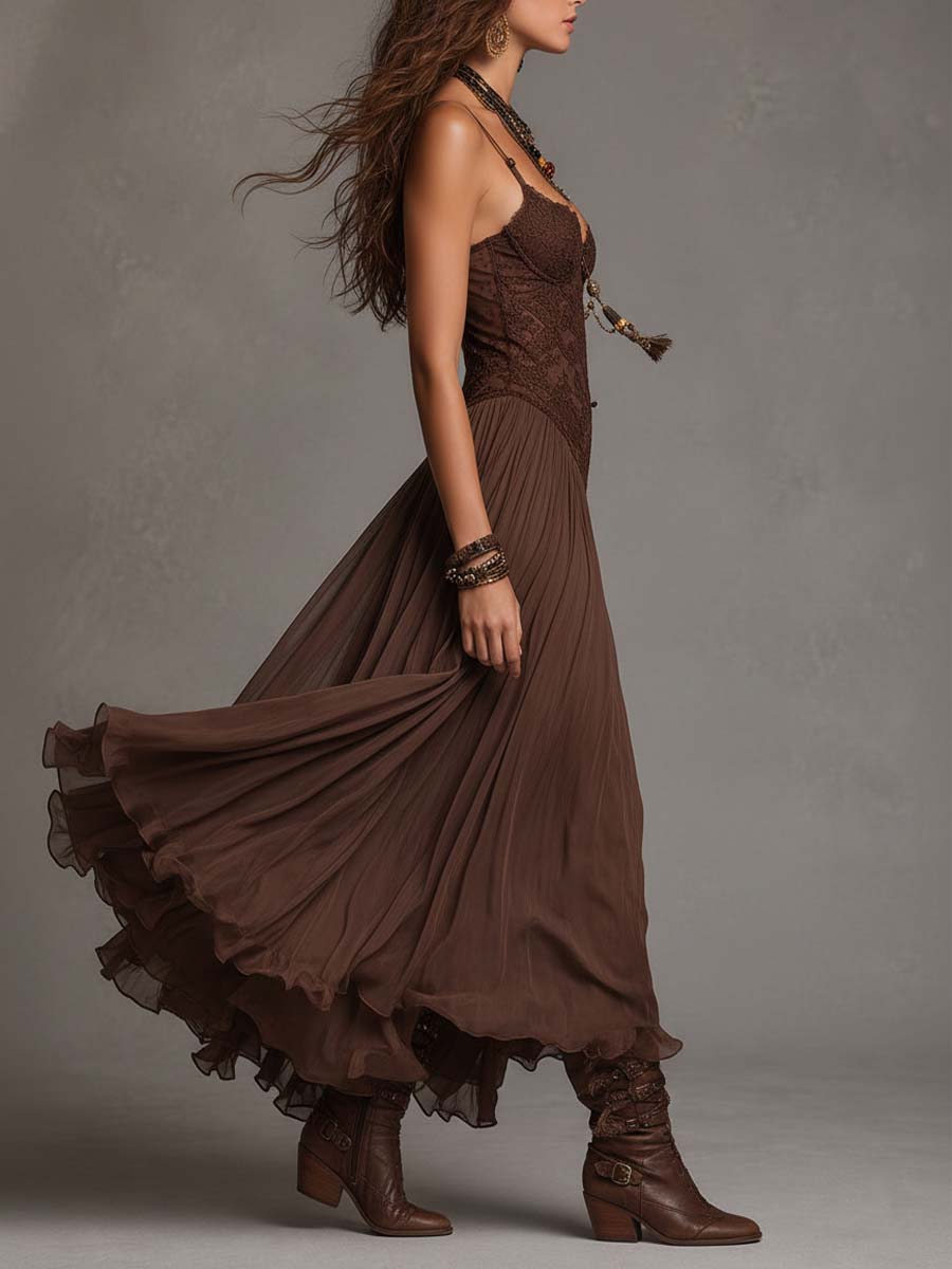 Chelsea | Bohemian Lace Flowing Maxi Dress