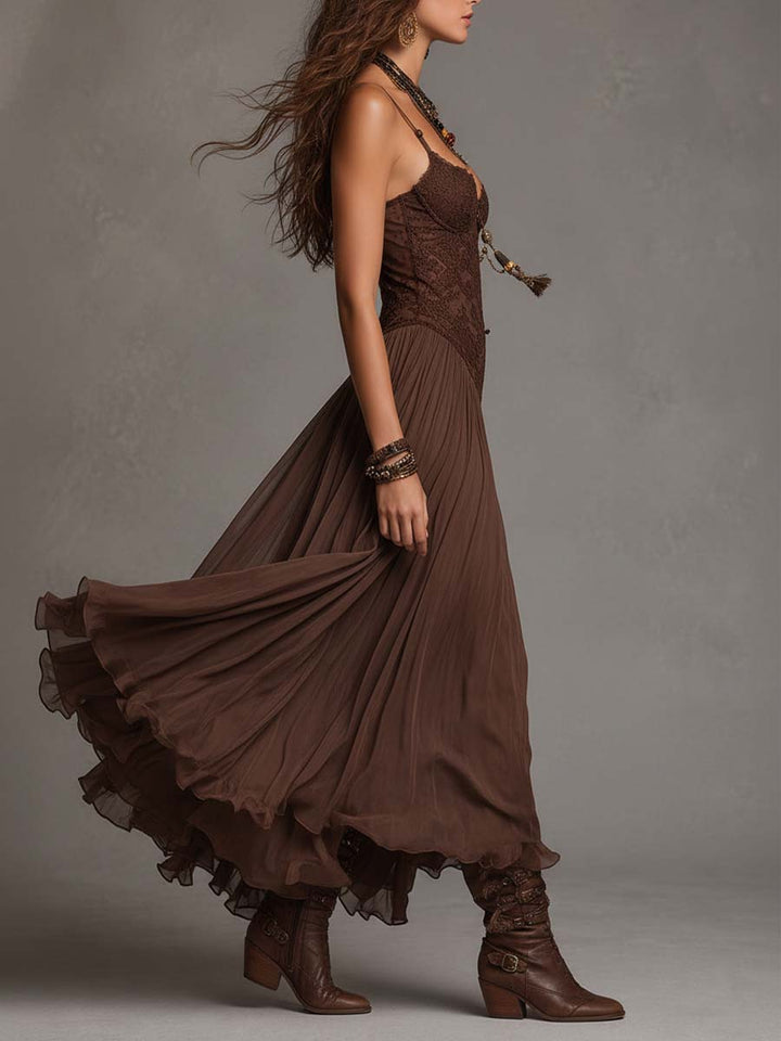 Chelsea | Bohemian Lace Flowing Maxi Dress