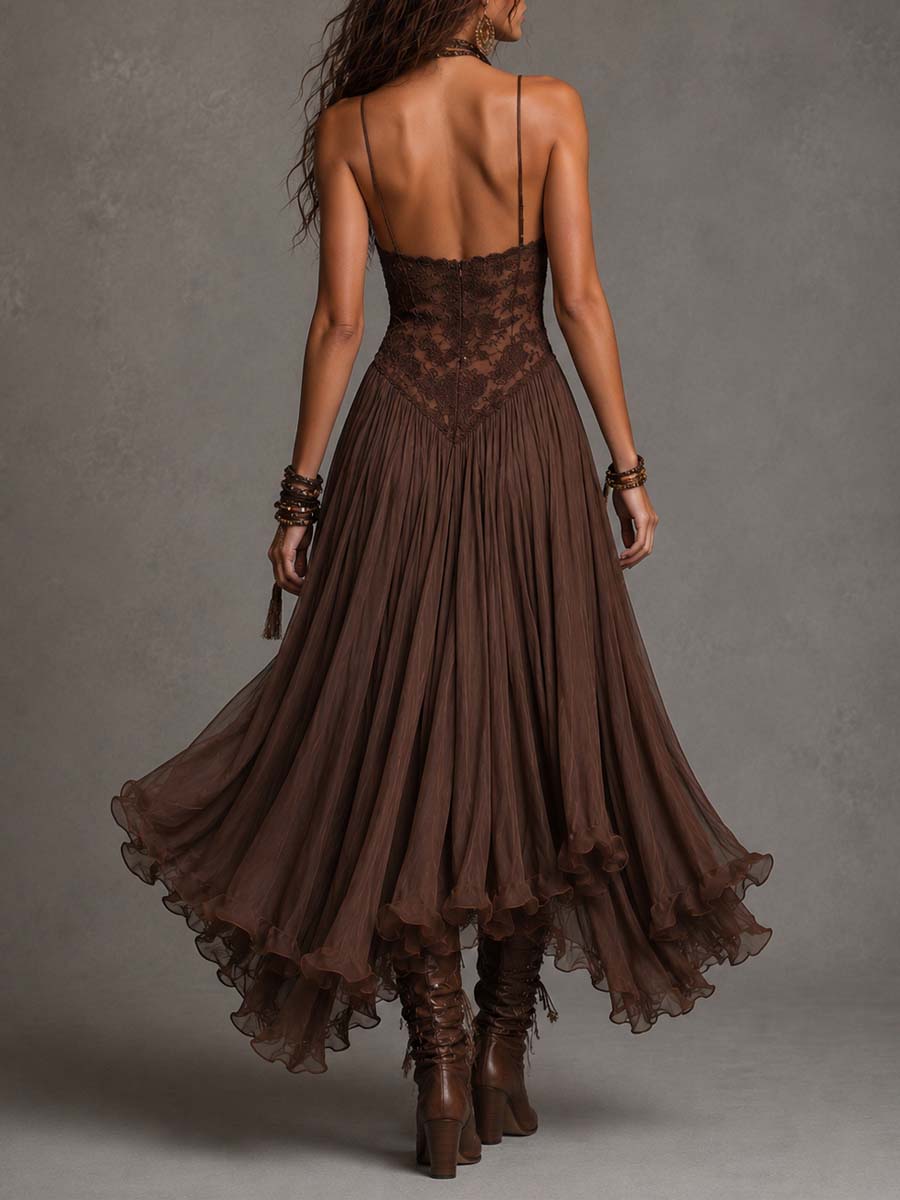 Chelsea | Bohemian Lace Flowing Maxi Dress