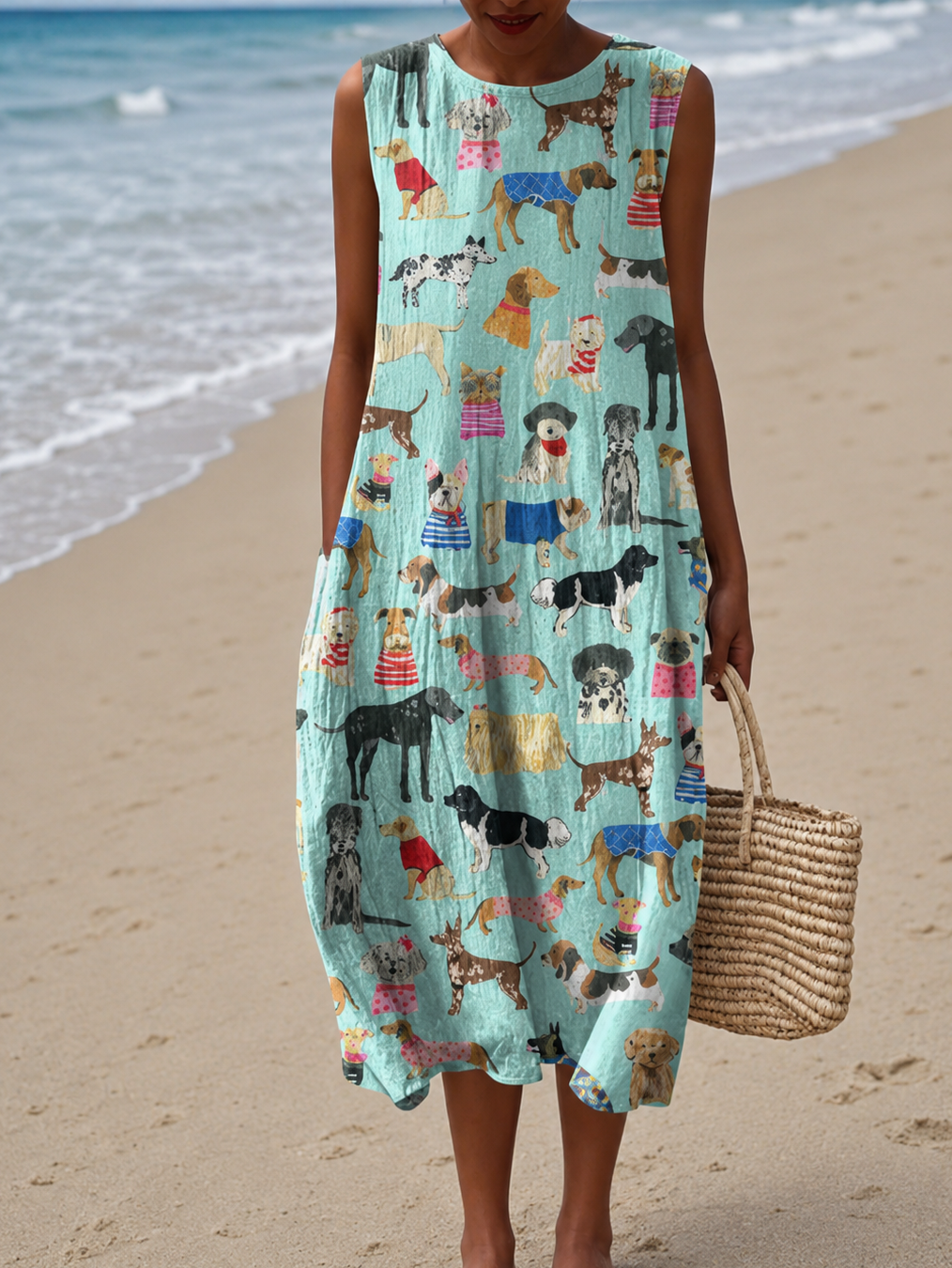 Lily | Sleeveless Printed Midi Casual Dress