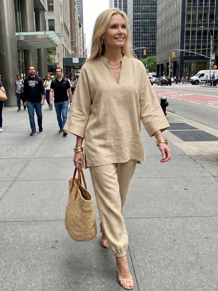 Georgiana | V-Neck Tunic Gathered Trouser Set