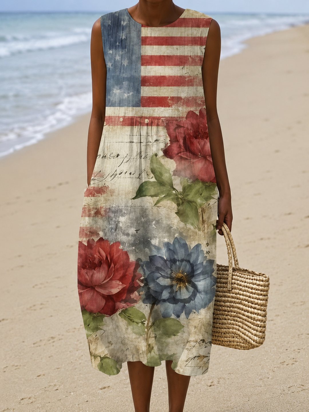 Eleanor | Sleeveless Printed Midi Casual Dress