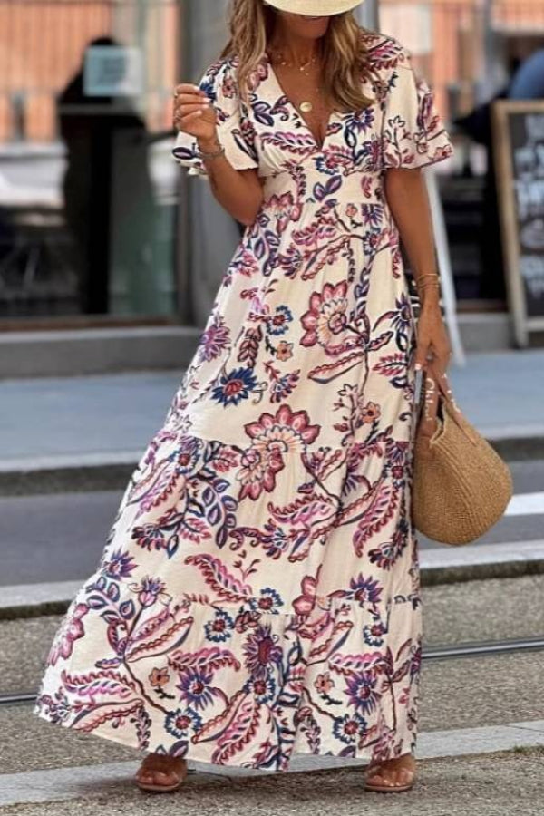 Joan | Floral Print Puff Sleeve Maxi Dress