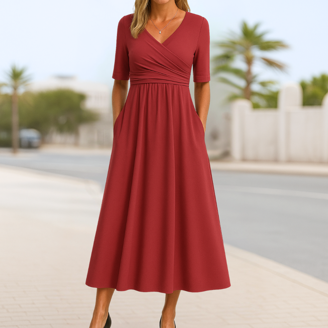 Monique | Short Sleeve Crossed Dress