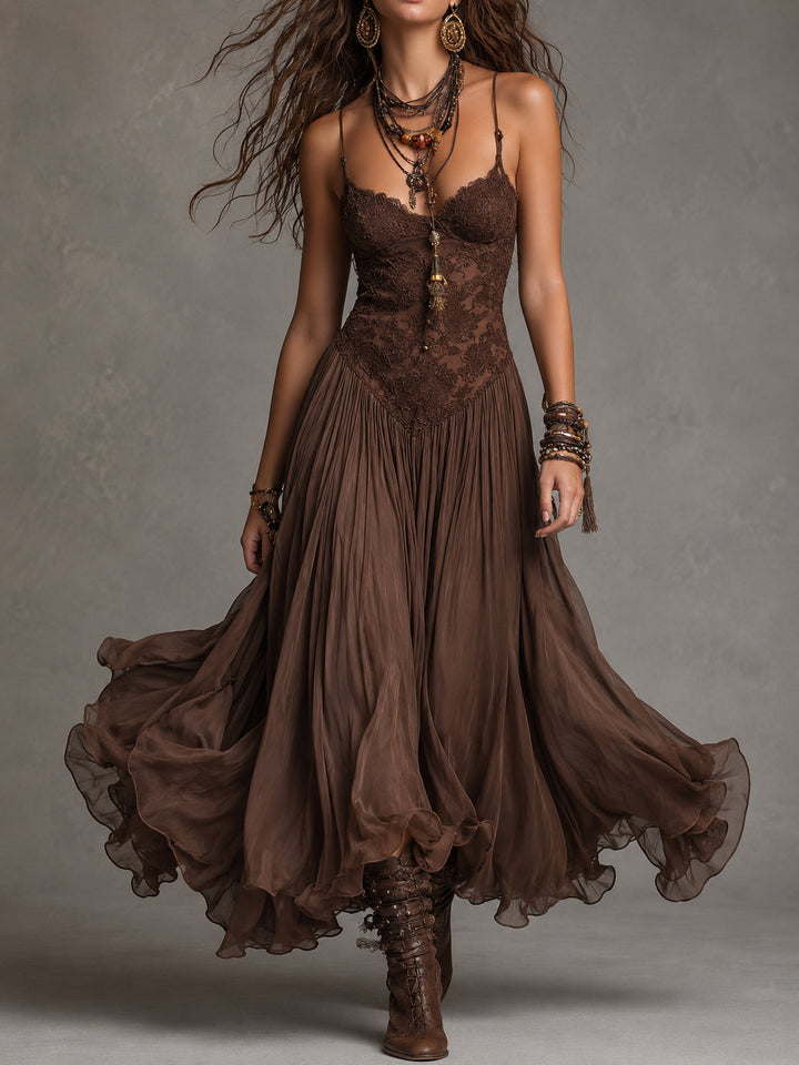 Chelsea | Bohemian Lace Flowing Maxi Dress