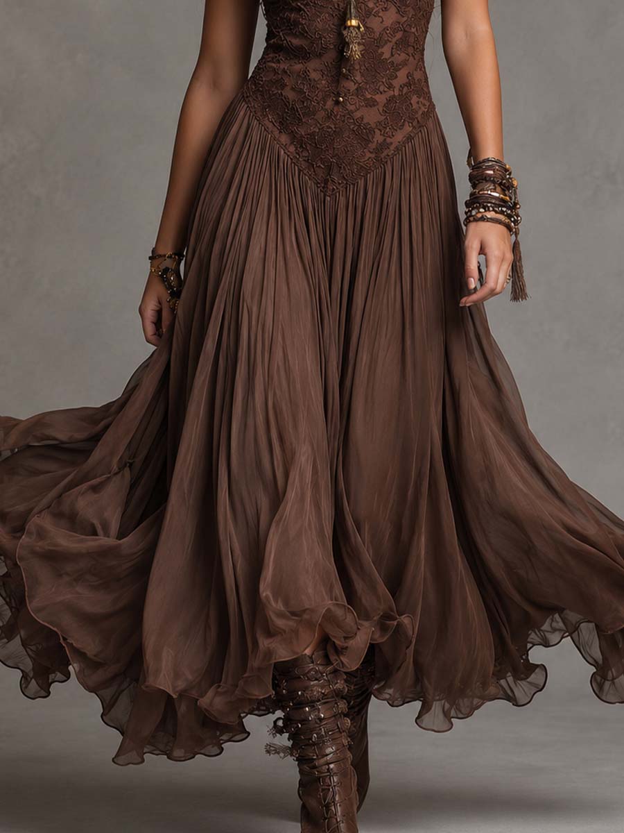 Chelsea | Bohemian Lace Flowing Maxi Dress