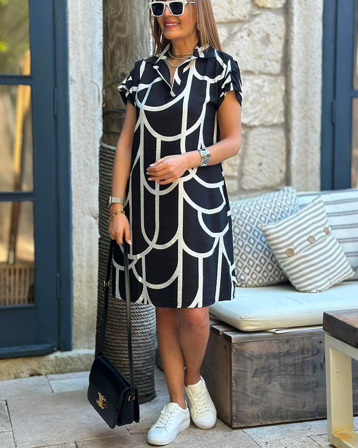 Ellanore | Geometric Print Polo Dress
