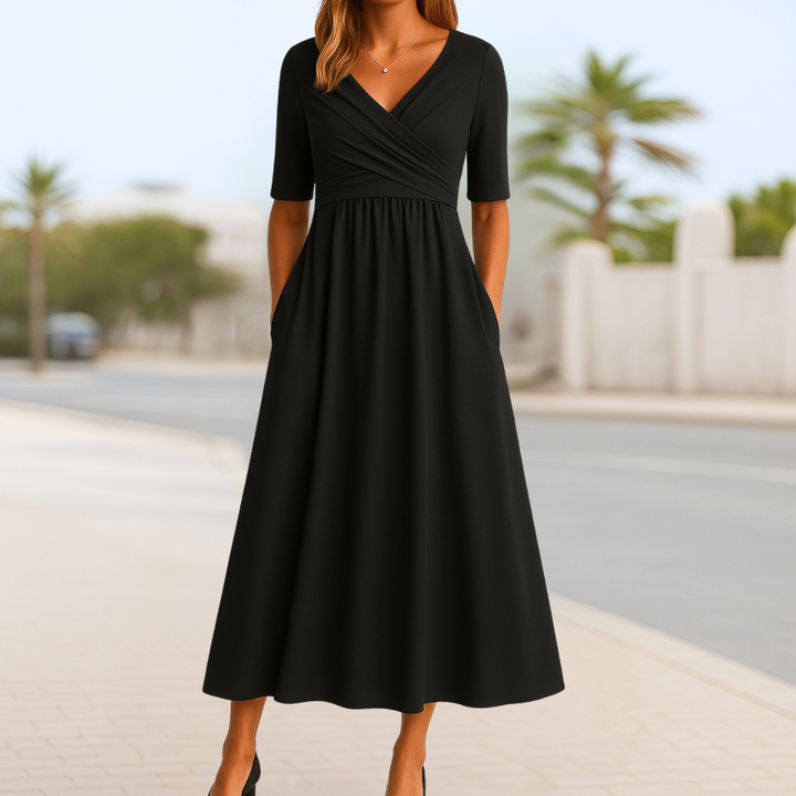 Monique | Short Sleeve Crossed Dress