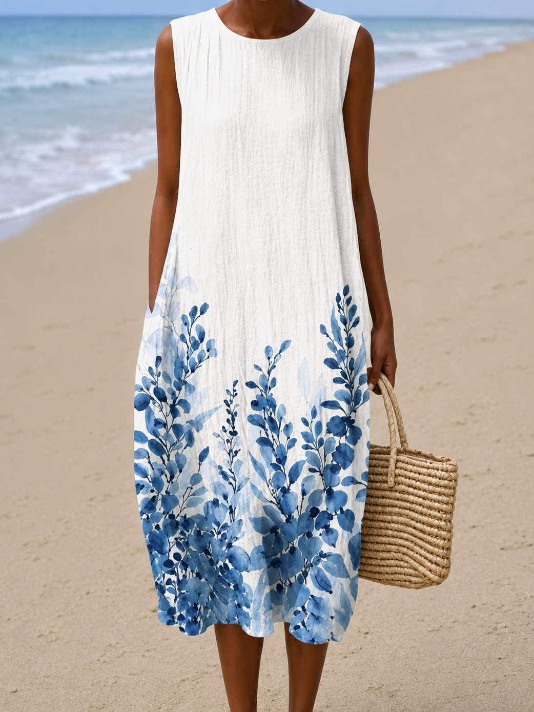 Lucy | Sleeveless Printed Midi Casual Dress