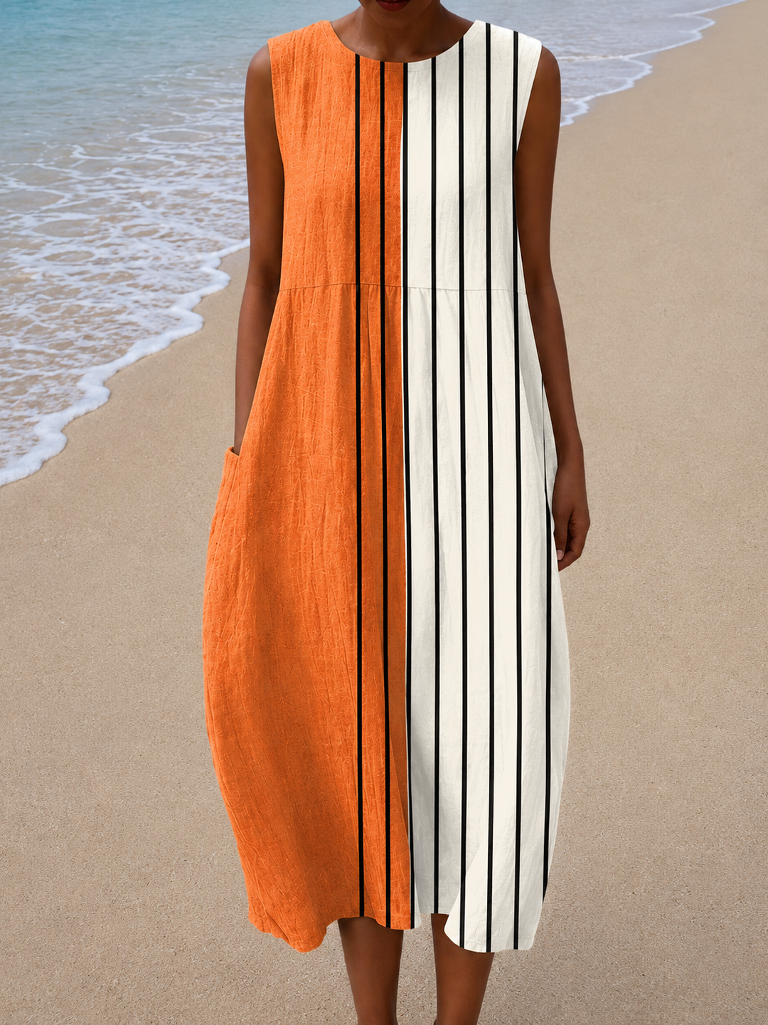 Chloe | Sleeveless Relaxed Fit Midi Dress
