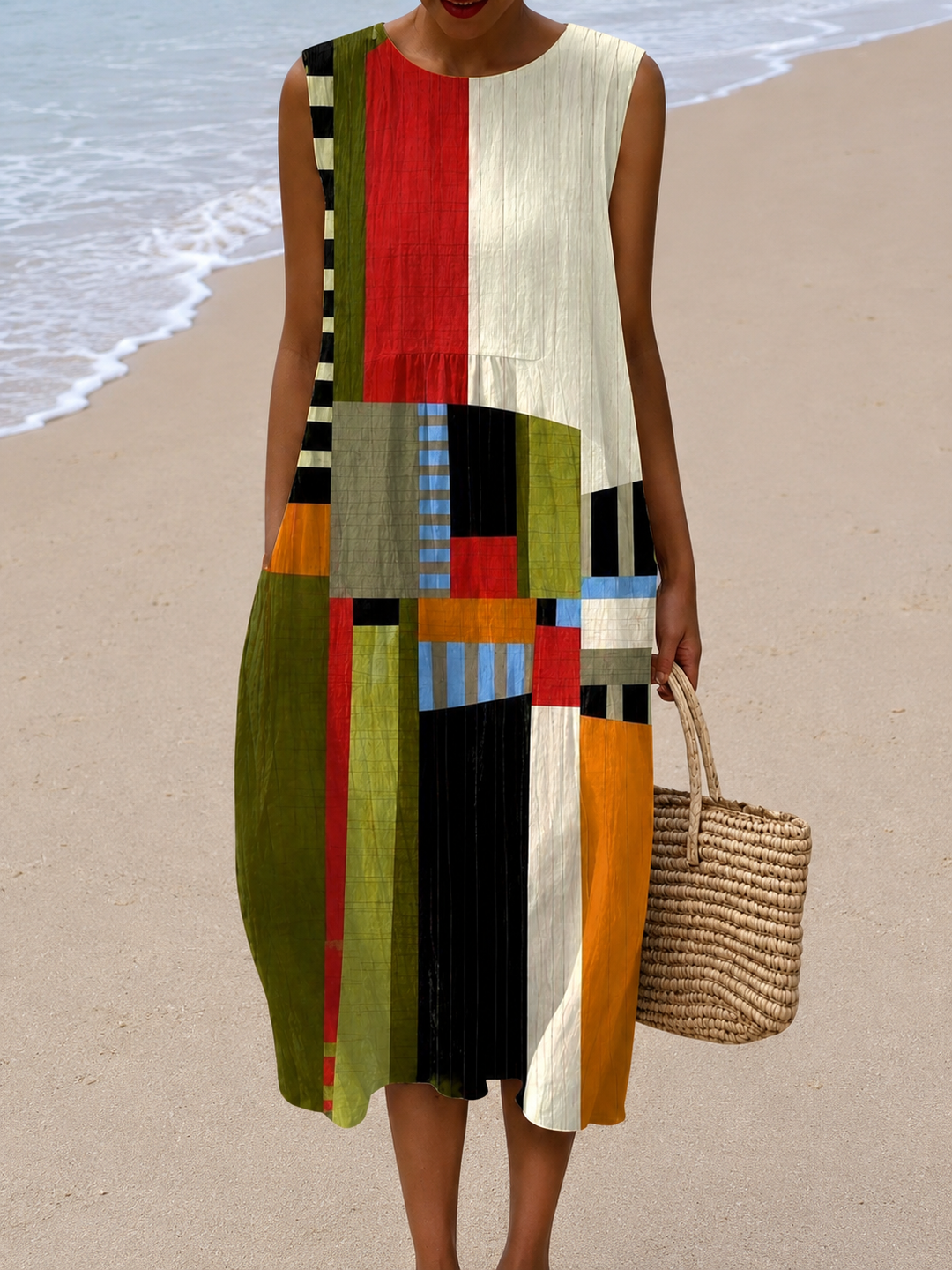 Emma | Sleeveless Relaxed Fit Midi Dress