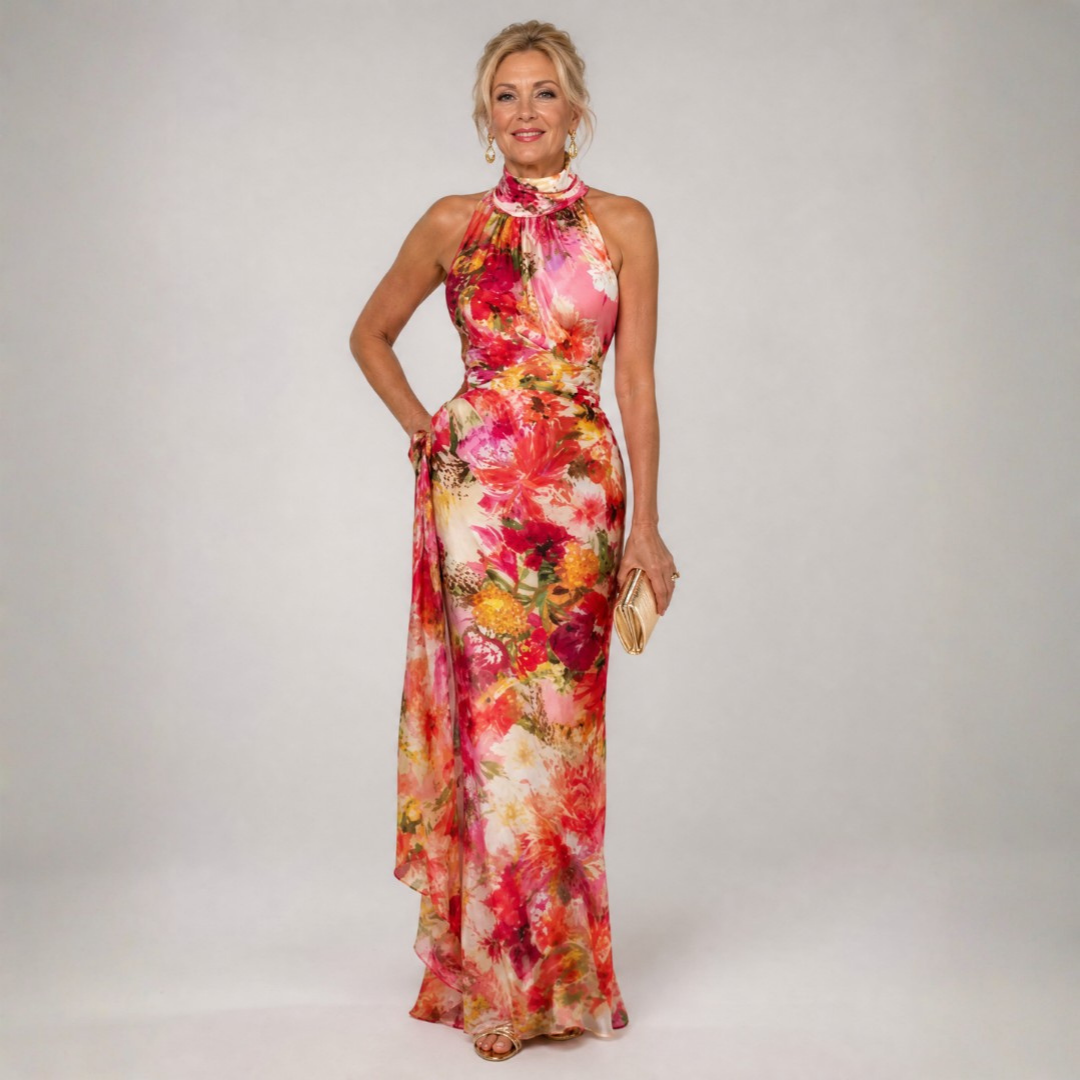 Bridget | Floral Halter Maxi Dress