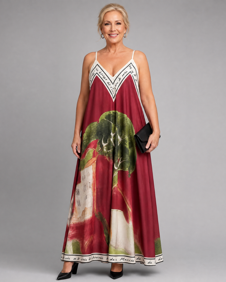 Lira | Scenic Print Sleeveless Flowing Midi Dress