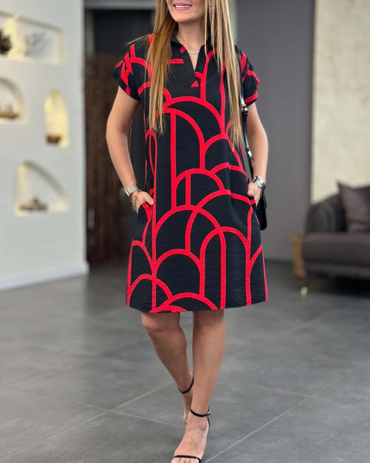 Ellanore | Geometric Print Polo Dress