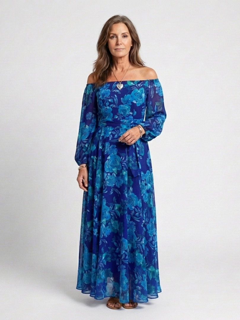 Barbara | Off Shoulder Floral Maxi Dress