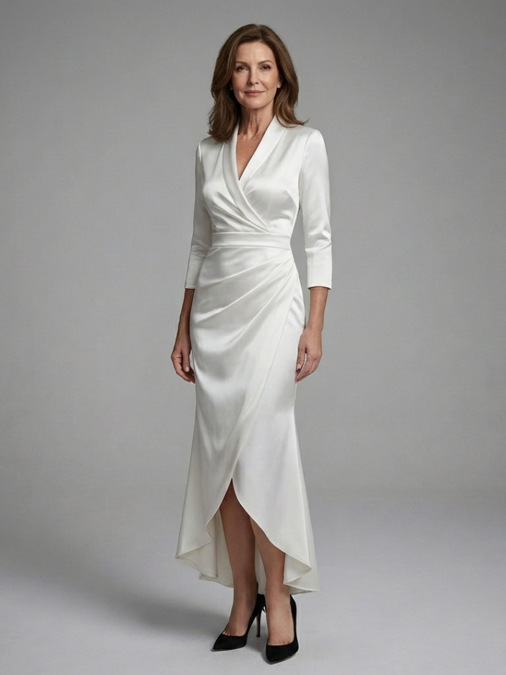 Celestine | Long Sleeve Wrap High Low Midi Dress