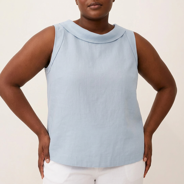 Genevieve | Sleeveless Roll Collar Top