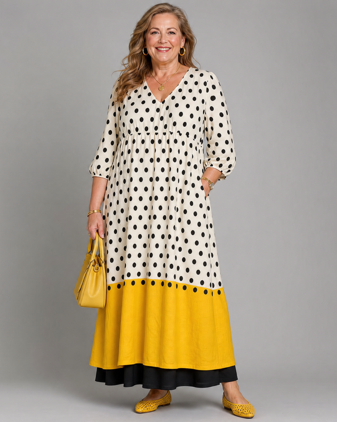 Marimana | Polka Dot Colour Block Everyday Midi Dress