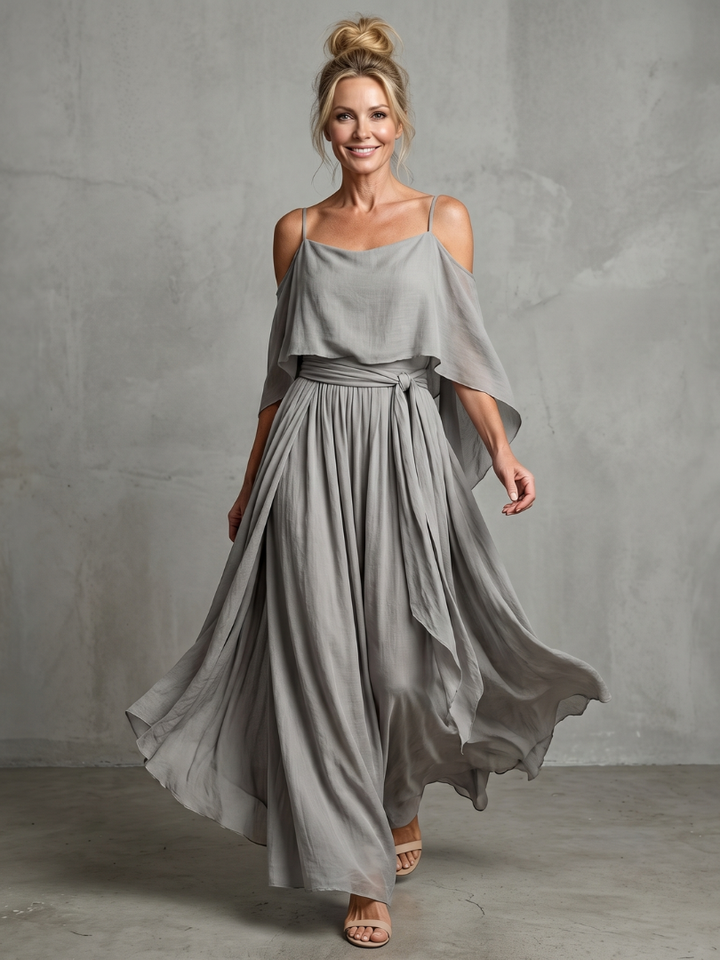 Marisa | Layered Cold Shoulder Wide Leg Set