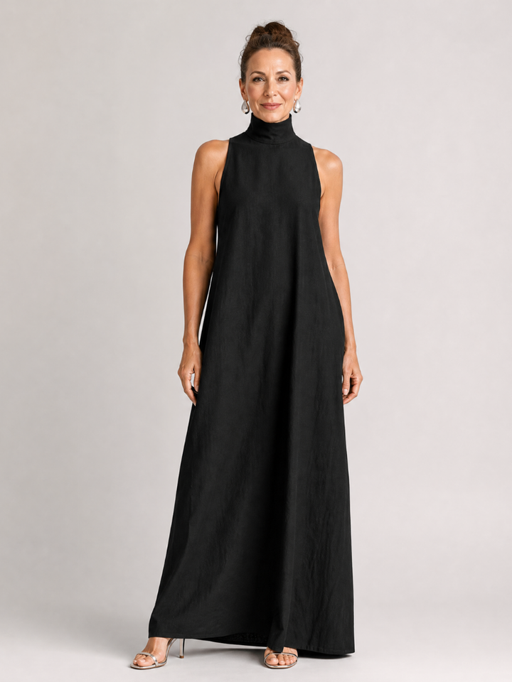 Serephine | Sleeveless Mock Neck Pocket Maxi Dress