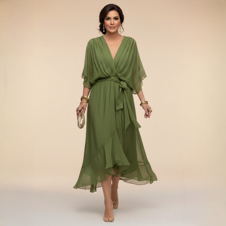 Opal | V-Neck Elegant Midi Dress