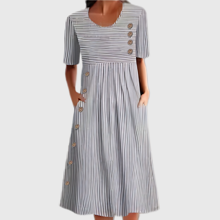 Farrah | Striped Button Midi