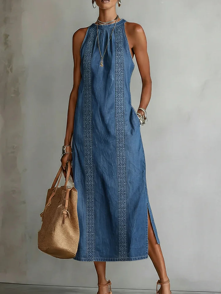 Julia | Retro Lace Denim Dress