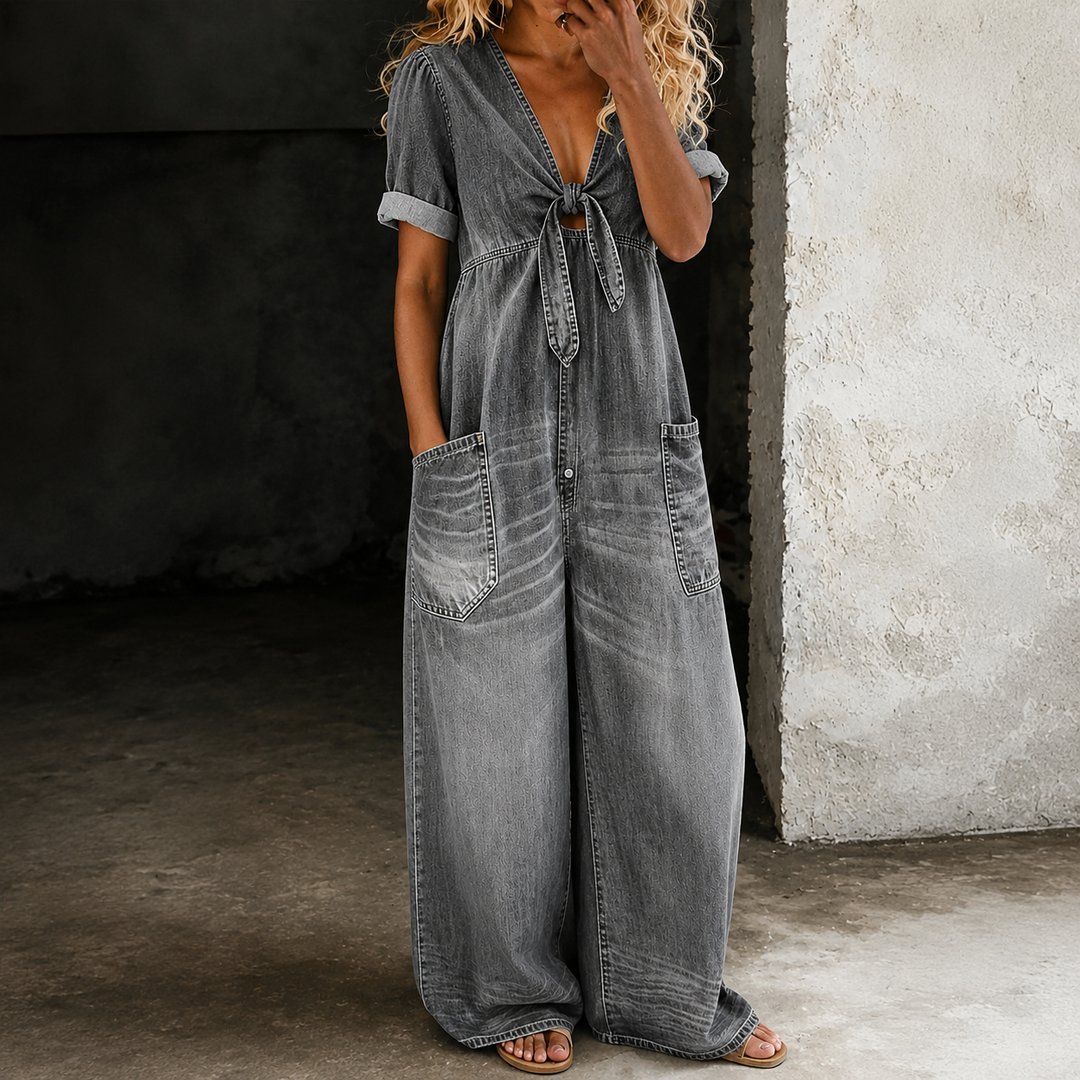 Soleil Denim Wide-Leg Jumpsuit