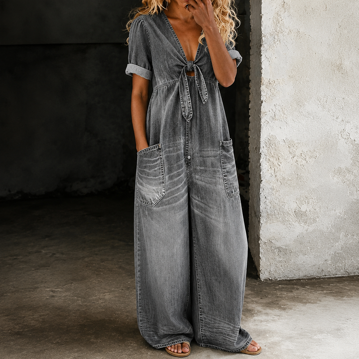 Soleil Denim Wide-Leg Jumpsuit