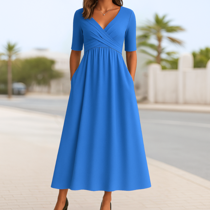Monique | Short Sleeve Crossed Dress