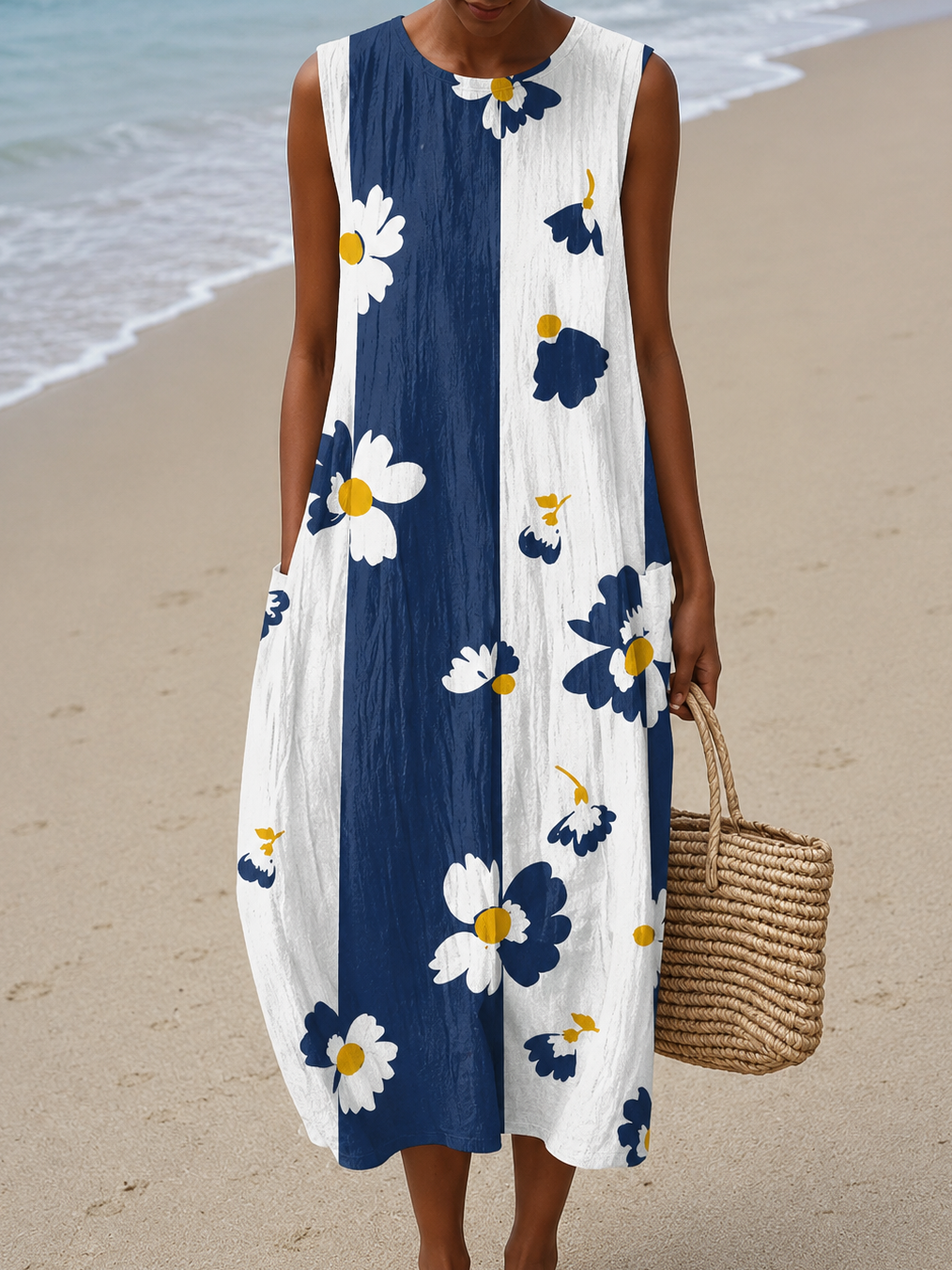 Nora | Sleeveless Printed Midi Casual Dress