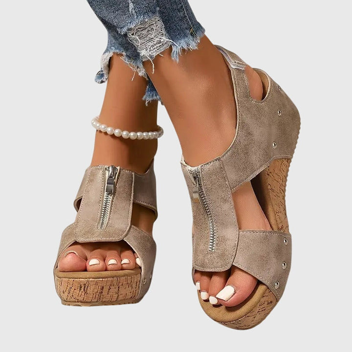 Vivienne | Zip Front Platform Comfort Sandals