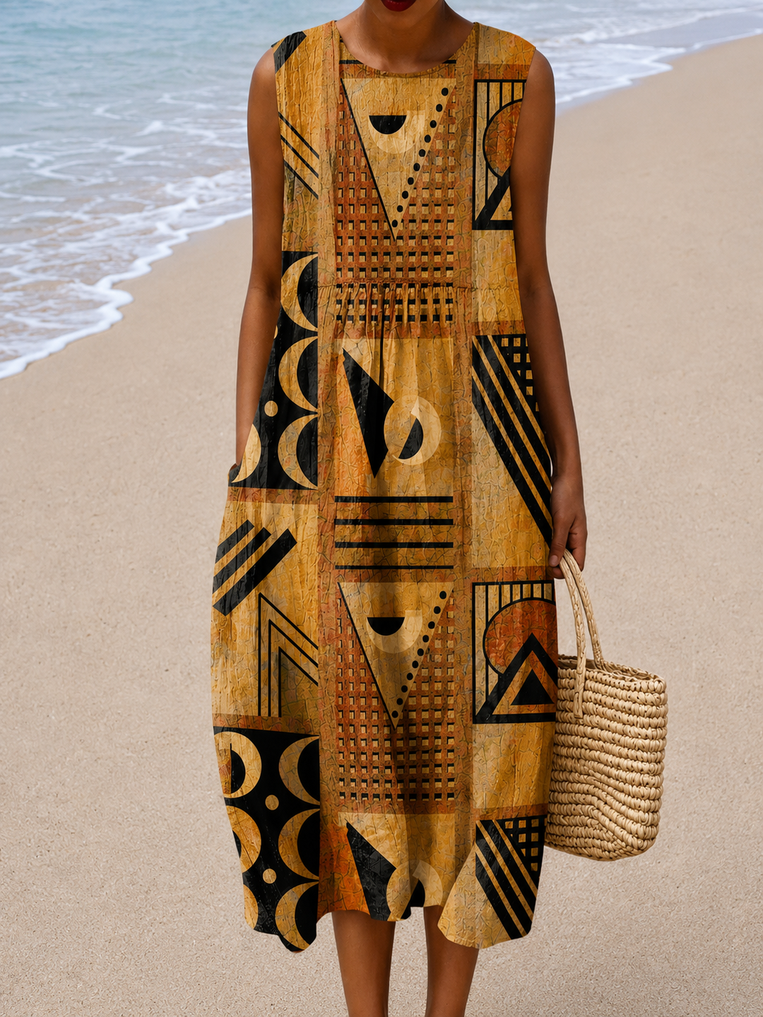 Eleanor | Sleeveless Relaxed Fit Midi Dress