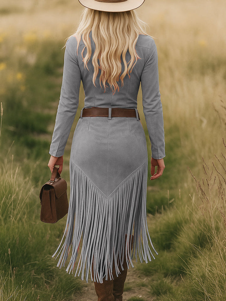 Valencia | Suede Fringe Dress