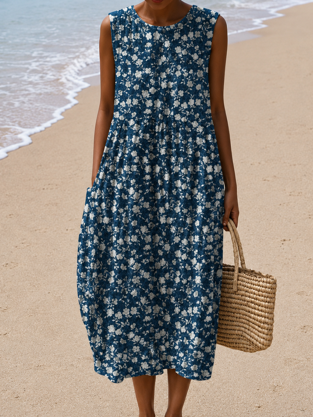 Leah | Sleeveless Relaxed Fit Midi Dress