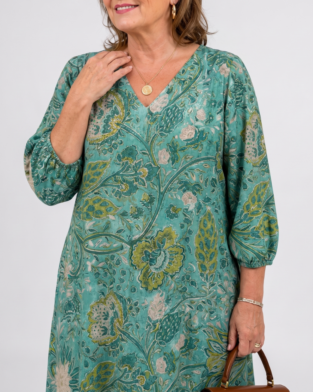 Siseman | Botanical Vine Print Relaxed Pocket Midi Dress