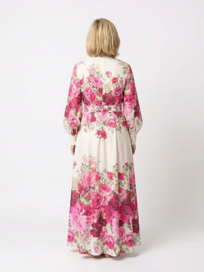 Kennedy | Long Sleeve Floral Belted Maxi Dress
