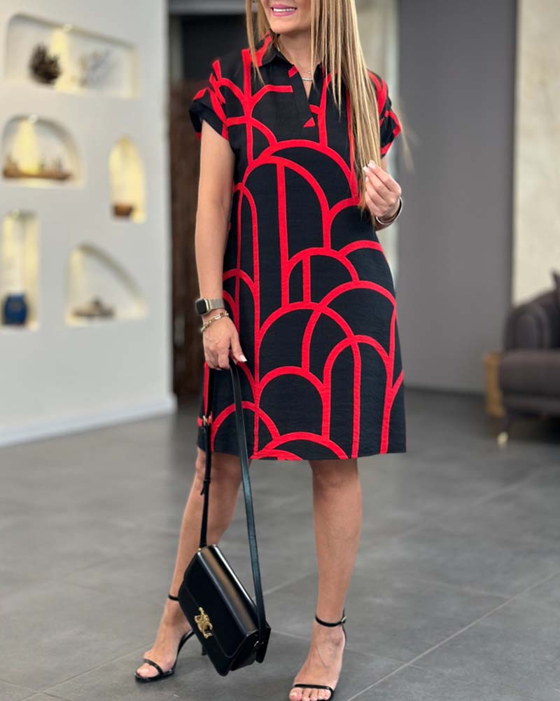 Ellanore | Geometric Print Polo Dress