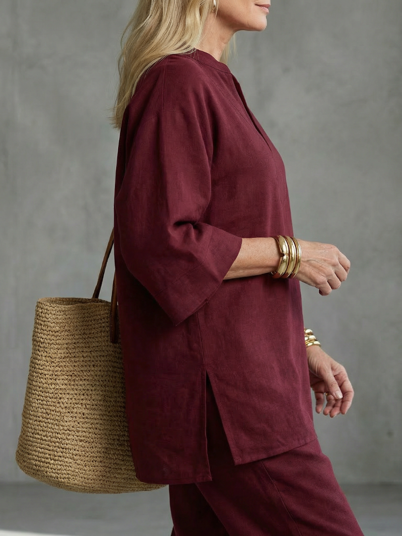Georgiana | V-Neck Tunic Gathered Trouser Set